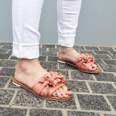 Moleca 5297-446 Ruffled Slip-on Sandal in Papaya