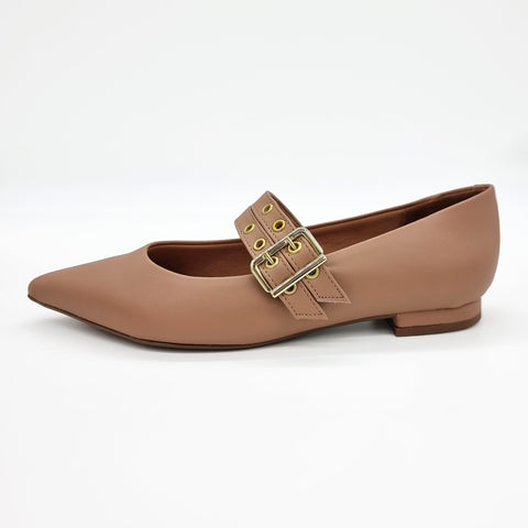 Vizzano 1206-295 Pointy Toe Studded Mary-Jane Flat in Nude