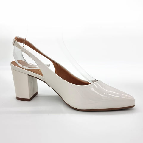 Vizzano 1290-503 Pointy Toe Slingback Pump in Off White Patent