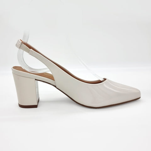 Vizzano 1290-503 Pointy Toe Slingback Pump in Off White Patent