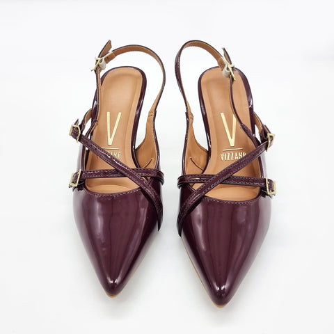 Vizzano 1185-1124 Pointy Toe Slingback Pump in Wine Patent