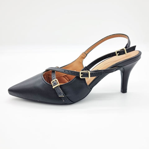 Vizzano 1185-1124 Pointy Toe Slingback Pump in Black Napa