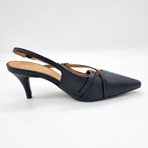 Vizzano 1185-1124 Pointy Toe Slingback Pump in Black Napa