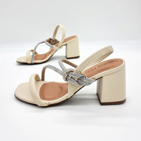 Beira Rio 8436-229 Block Heel Sandal in Cream