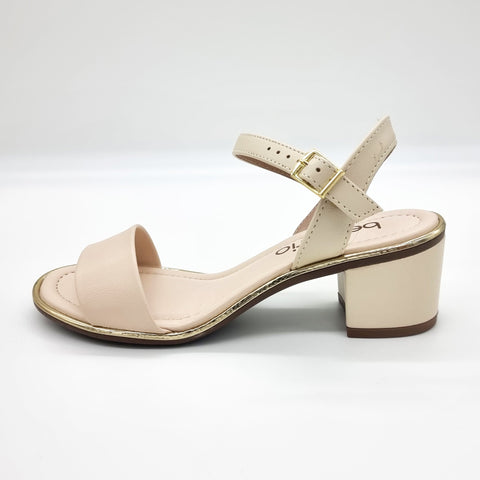 Beira Rio 8379-203 Block Heel Sandal in Cream Napa