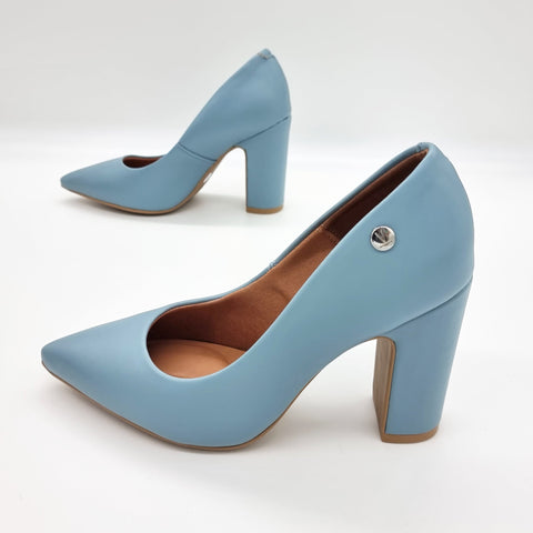 Vizzano 1285-400 Block Heel Pointy Toe Pump in Turquoise Napa