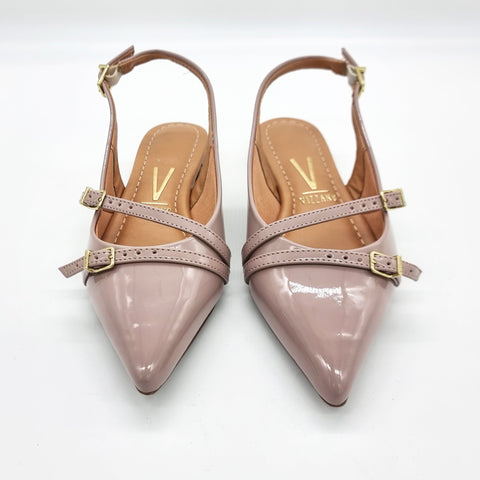 Vizzano 1206-296 Pointy Toe Slingback Flat in Taupe Patent