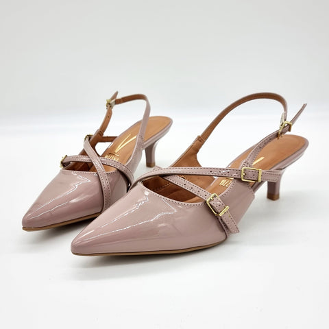 Vizzano 1122-885 Kitten Heel Pointy Toe Slingback Pump in Taupe Patent 