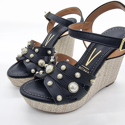 Vizzano 6283-2117 Studded Wedge Sandal in Black