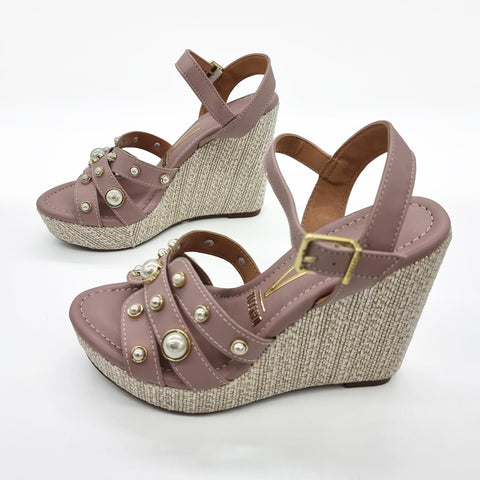 Vizzano 6283-2117 Studded Wedge Sandal in Taupe