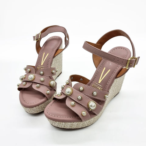 Vizzano 6283-2117 Studded Wedge Sandal in Taupe