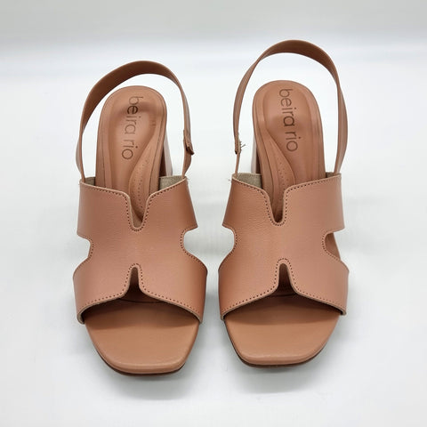 Beira Rio 8436-231 Block Heel Sandal in Nude