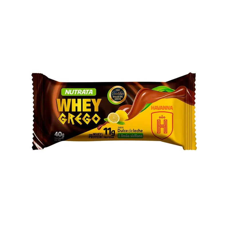 Whey Grego Bar Havanna & Limão Siciliano - Nutrata Barras com 12 Barras de 40g.