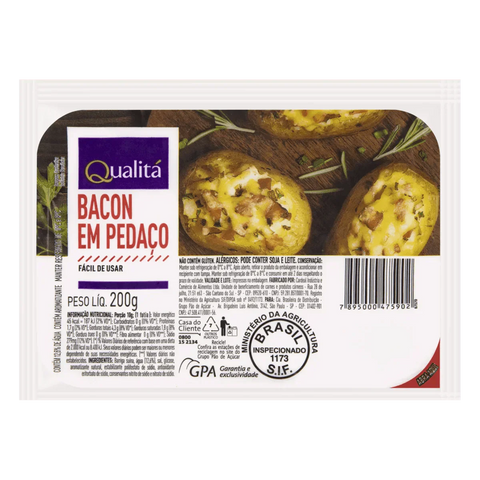 Bacon Em Pedaço QUALITÁ Pacote 200g - MEUBRASILONLINE