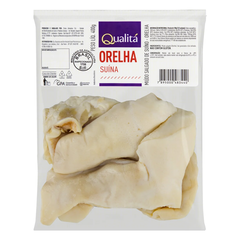 Orelha Suína Salgada QUALITÁ 400g - MEUBRASILONLINE