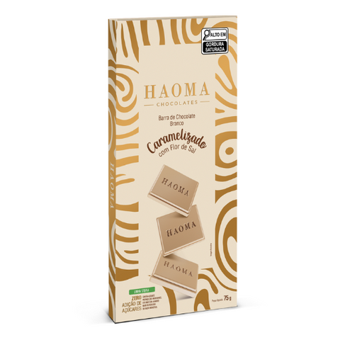 Barra Chocolate Branco Caramelizado com Flor de Sal Linha Stevia 75g Haoma