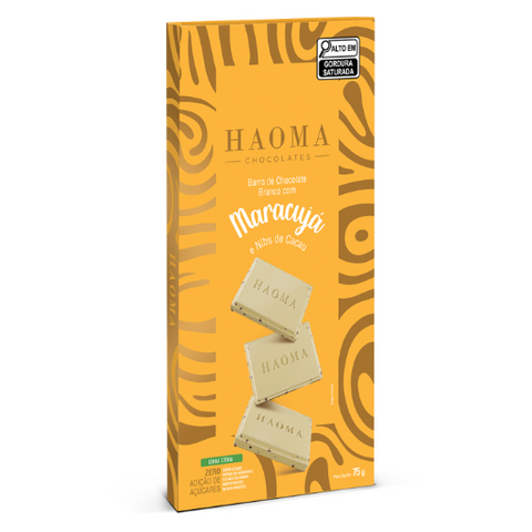 Barra Maracujá e Nibs de Cacau Linha Stevia 75g Haoma