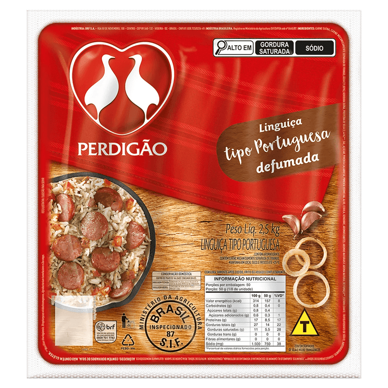 Linguiça Portuguesa Defumada Perdigão 2,5kg