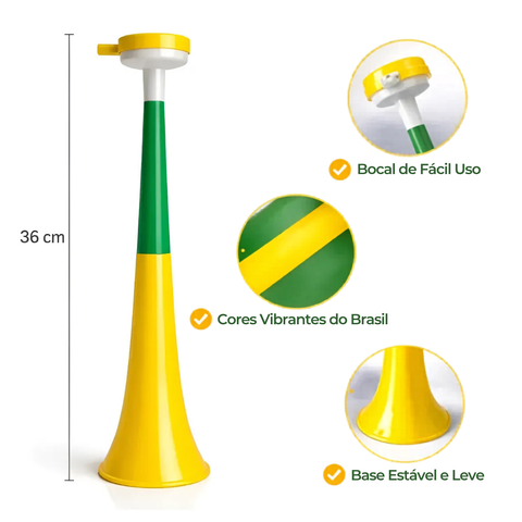 Kit 2 Cornetas Vuvuzela Copa Buzina Grande Jogo Brasil 2026
