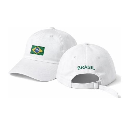 Boné Brasil Bandeirinha Bordado Ajustável Unissex Aba Curva