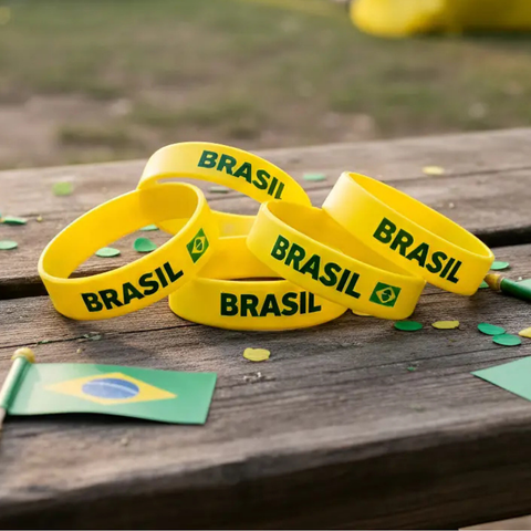 10 Green Yellow Silicone Bracelets Brazil World Cup Fans