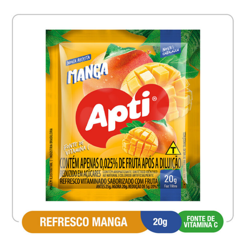 Refresco em pó APTI - MANGA 15 sachês de 20g cada  300G
