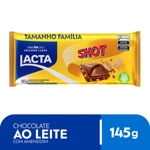 Chocolate ao leite com amendoim Shot Lacta 145g