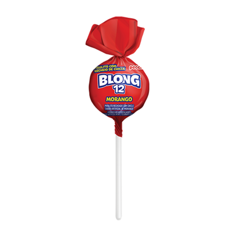 Blong 12 Strawberry Lollipop with Gum 600g Peccin