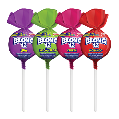 Peccin Blong Assorted Lollipop with Bubble Gum 12-count 600g