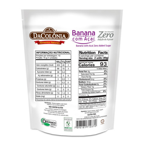 Banana and Acai Bar, Zero Sugar, 150g, DaColonia
