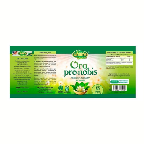 Cápsula Ora Pro-Nobis - Unilife - 60 Cápsulas