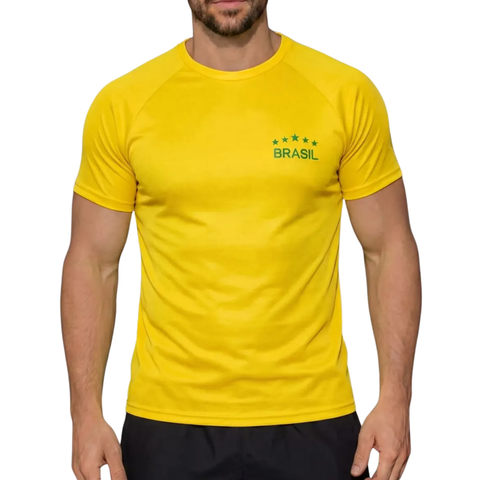 Kit 4 Camiseta Brasil Copa Masculina Seleção Dry Fit Raglan