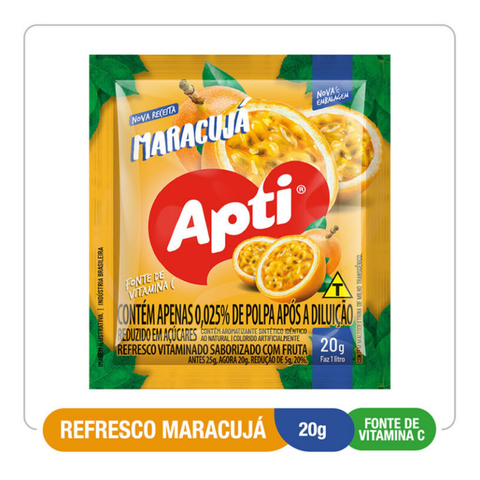 Refresco em pó APTI - MARACUJÁ 15 sachês de 20g cada 300G