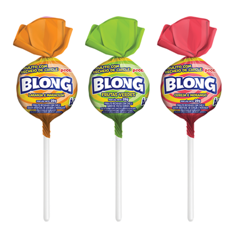 Assorted Sour Blong Giant Lollipop with Bubble Gum 672g Peccin
