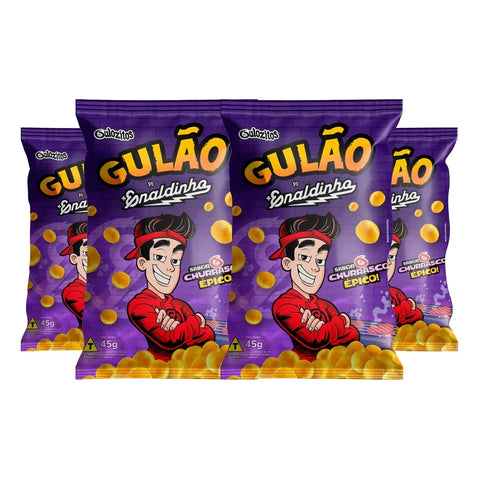 Salgadinho Gulão Enaldinho Sabor Churrasco 45g — Kit com 4