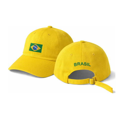 Brazil Flag Embroidered Adjustable Unisex Curved Brim Cap