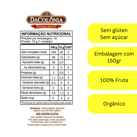 Banana and Acai Bar, Zero Sugar, 150g, DaColonia