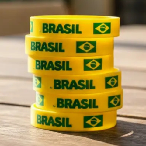 10 Green Yellow Silicone Bracelets Brazil World Cup Fans
