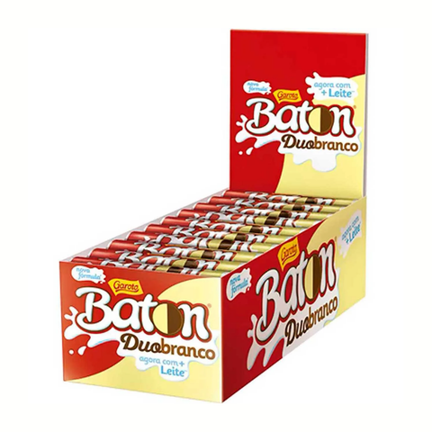 Chocolate Garoto Baton Duo Chocolate ao Leite e Branco Caixa 30x16g 480G