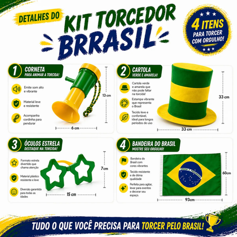 Brazil World Cup 2026 Fan Kit Hat Vuvuzela
