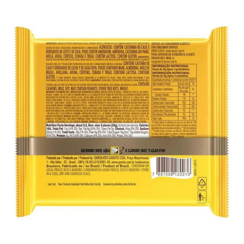 Chocolate Garoto Talento Branco Castanha-de-Caju 3x85g