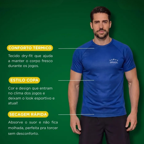 Kit 4 Men's Brazil World Cup Dry Fit Raglan T-shirts