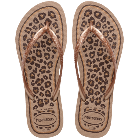 Chinelo Havaianas Slim Animals Rosê Gold