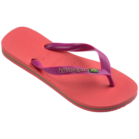 Chinelo Havaianas Brasil Logo Coral