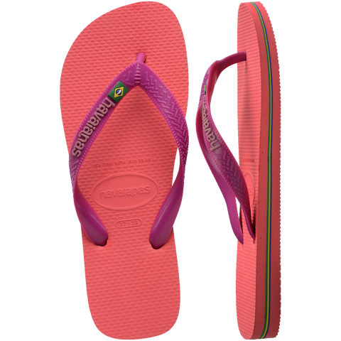 Chinelo Havaianas Brasil Logo Coral