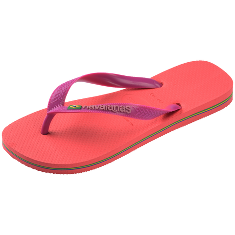 Chinelo Havaianas Brasil Logo Coral