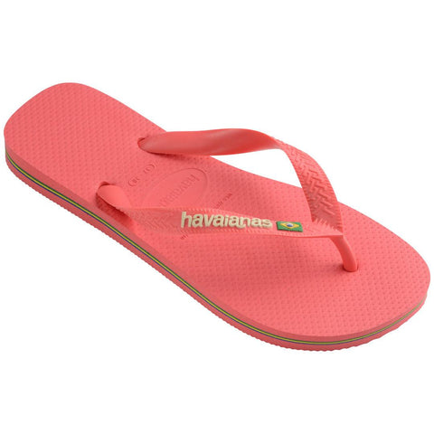 Chinelo Havaianas Brasil Logo Coral Tropical