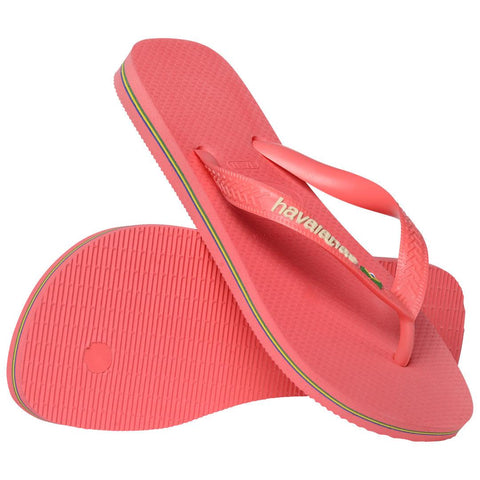 Chinelo Havaianas Brasil Logo Coral Tropical