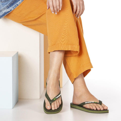 Chinelo Havaianas Brasil Logo Verde Olive
