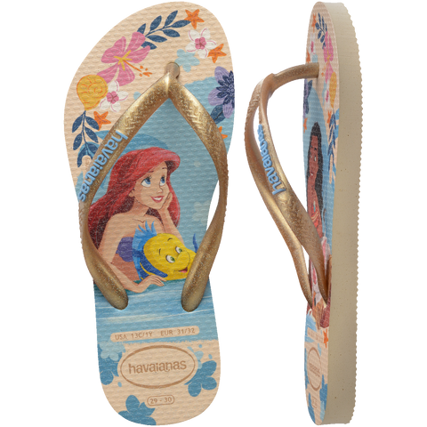 Chinelo Havaianas Infantil Slim Princesas Ariel & Moana